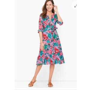 Talbots-BELTED SHIRTDRESS - SKETCHED BLOOMS sz 4P